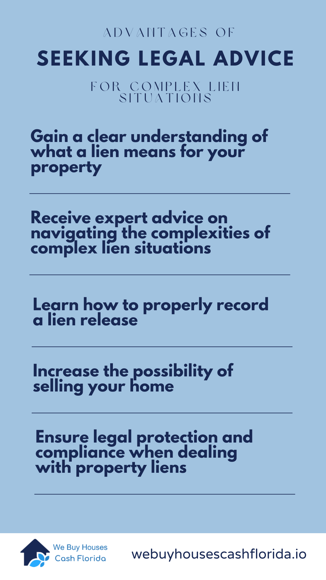 infographic of advantages of seeking legal advice when dealing with a lien