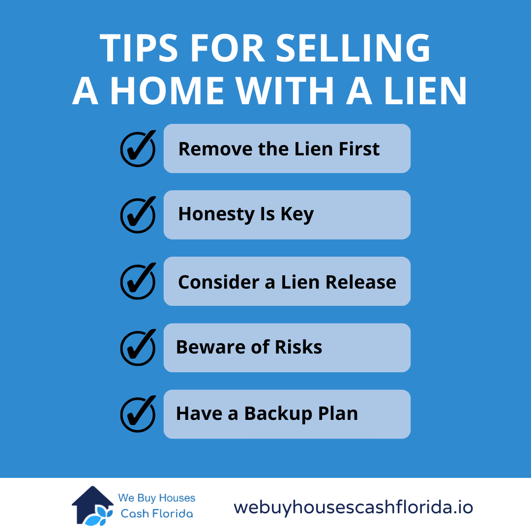Infographic of tips for selling a home with a lien